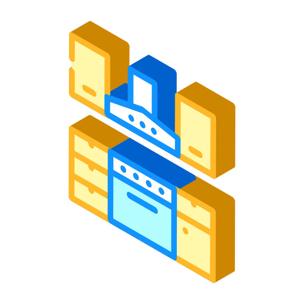 厨房家具等距图标矢量插图图片下载