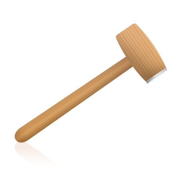 肉嫩化器，木制的肉锤或捣锤，厨房工具嫩化牛排和炸肉排-孤立的矢量插图上的白色背景。图片下载