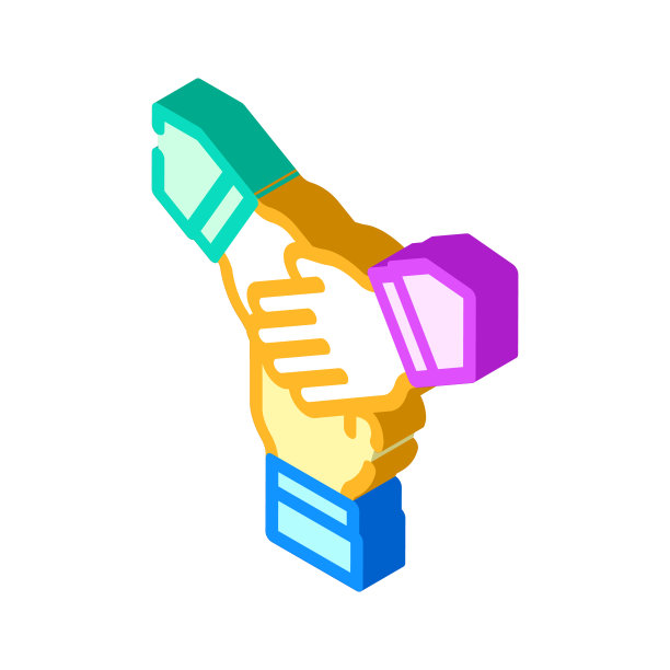 团队工作等距图标矢量插图图片下载