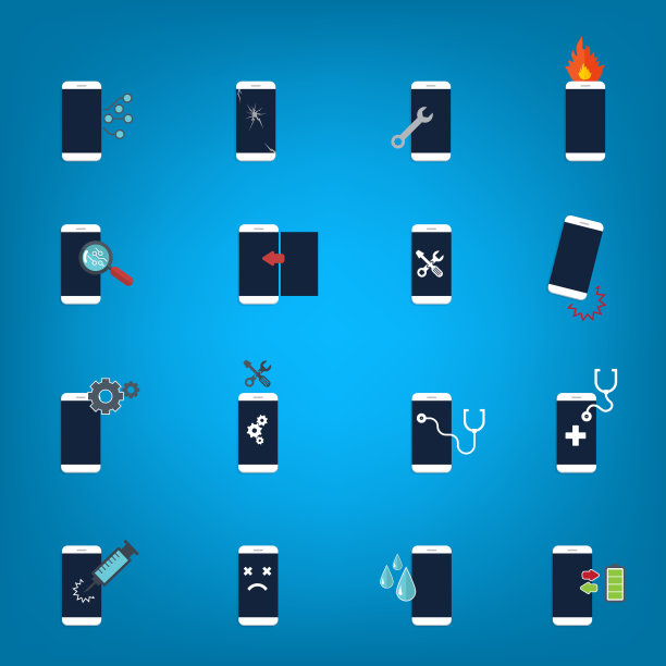 手机，智能手机维修图标设置。矢量图图片下载