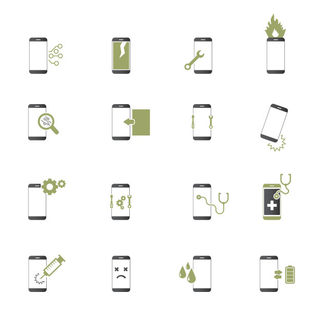手机，智能手机维修图标设置。矢量图图片下载