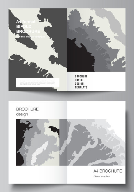 矢量布局的两个A4格式的封面模型设计模板对折小册子，传单，封面设计，书设计，小册子封面。景观背景装饰，半色调图案垃圾纹理。图片下载