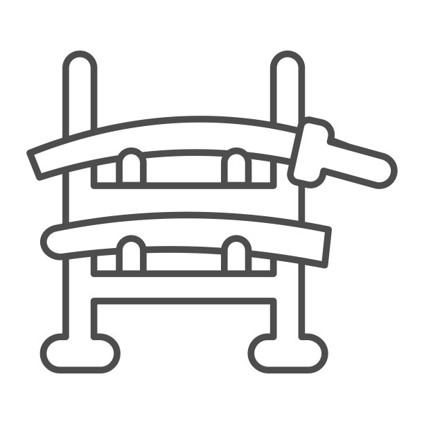 木制武士刀持有人武士架细线图标，亚洲文化概念，剑站矢量标志上的白色背景，轮廓风格图标的移动概念和网页设计。矢量图形。图片下载