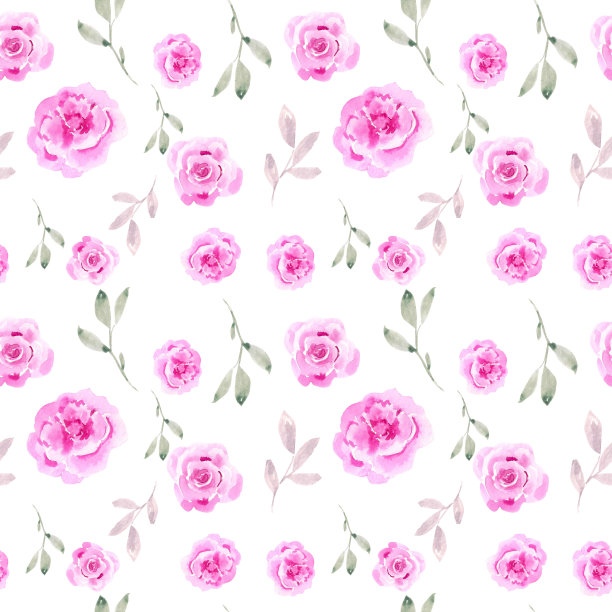 水彩无缝模式。花卉设计与绿色植物。背景、图片等无缝设计。图片下载