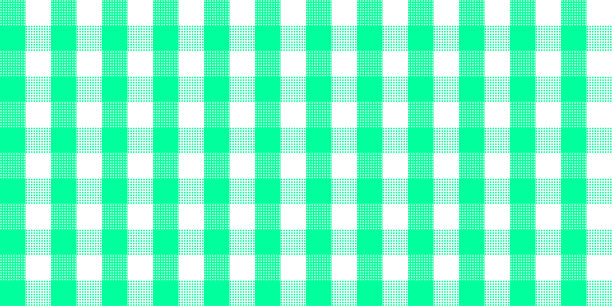 绿色和白色格子布，时尚纺织抽象背景壁纸图案无缝矢量插图图片下载