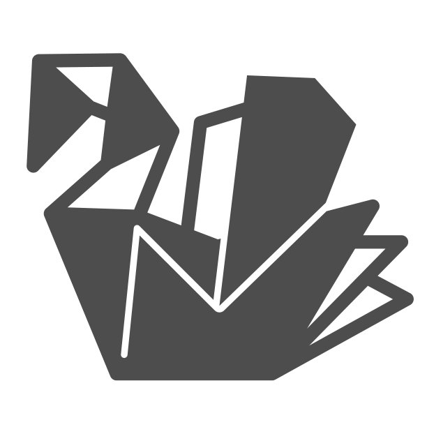 纸天鹅，折纸立体图标，亚洲文化概念，折叠折纸鸟矢量标志在白色背景，字形风格图标的移动概念和网页设计。矢量图形。图片下载