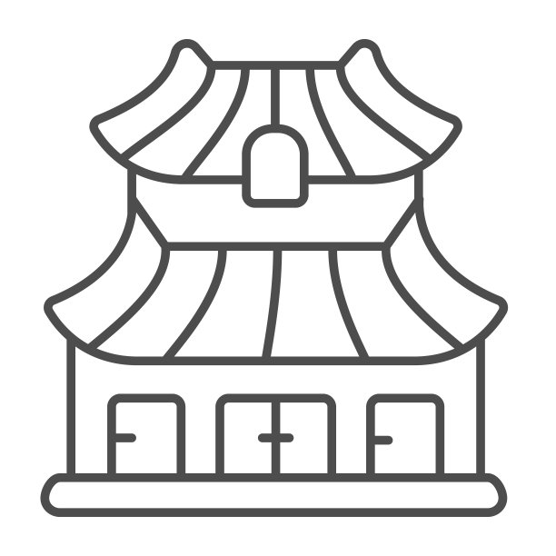 经典的日本住宅建筑细线图标，亚洲文化概念，日本家园矢量标志上的白色背景，轮廓风格图标的移动概念和网页设计。矢量图形。图片下载