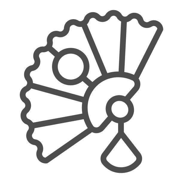 经典的日本扇形线图标，亚洲文化概念，日本国家配饰矢量标志上的白色背景，轮廓风格图标的移动概念和网页设计。矢量图形。图片下载