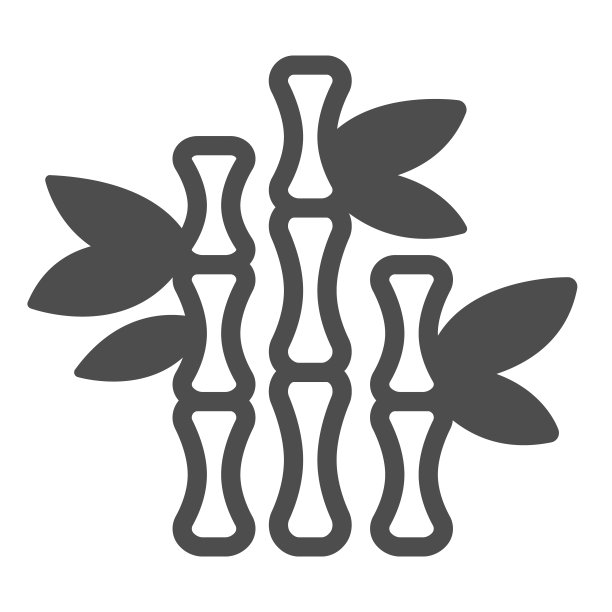竹茎叶固体图标，亚洲自然概念，树植物矢量标志在白色背景，字形风格图标的移动概念和网页设计。矢量图形。图片下载