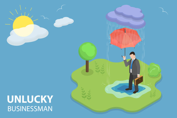 倒霉商人的三维等距平面矢量概念说明图片下载