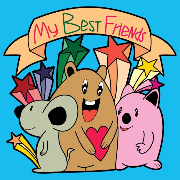 卡通可爱的怪物，怪物派对卡设计矢量插图，手绘图片下载