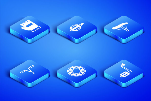 设置自行车踏板，手套，滚珠轴承，车把，座椅图标。向量图片下载