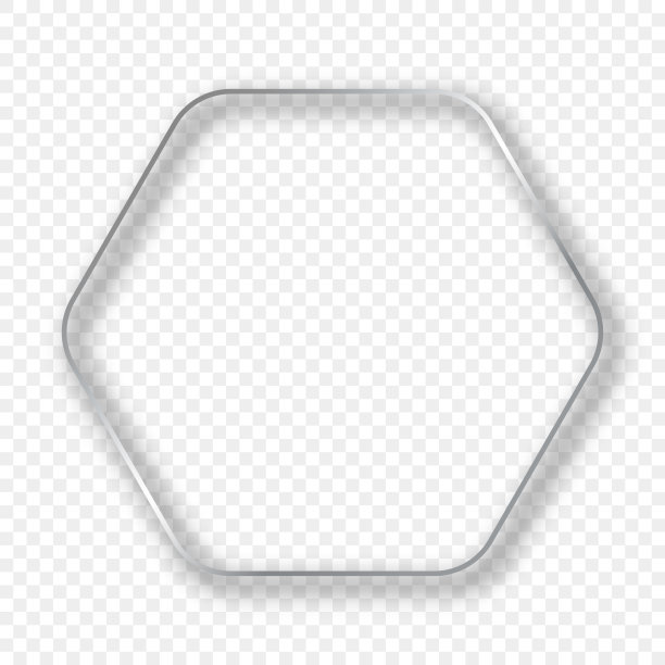 银色发光圆形六边形框架与阴影图片下载
