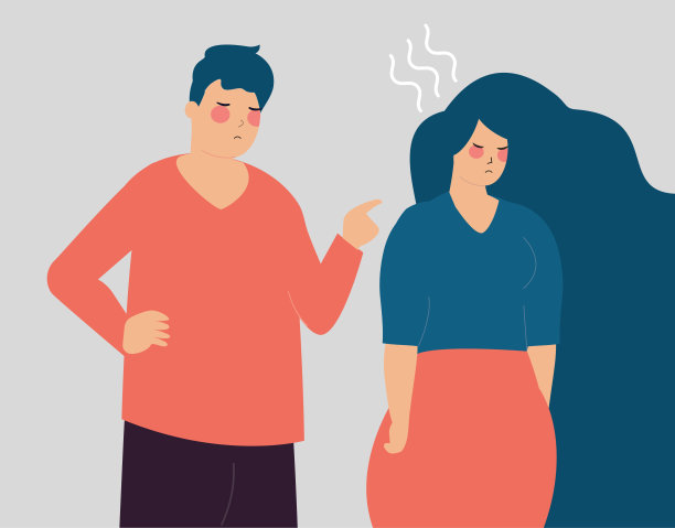 男人责备女人，并用手指着她。骚扰和欺凌。矢量图图片下载