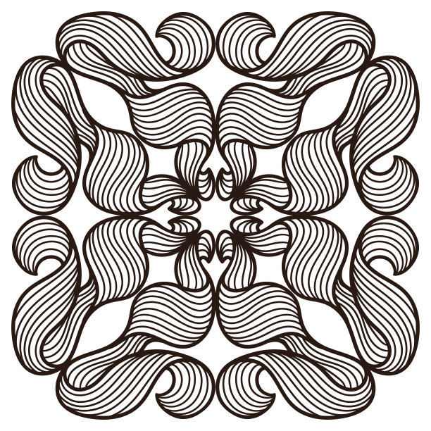 瓷砖图案与波浪线卷发。地中海瓷陶器。图片下载