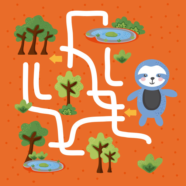 橙色背景迷宫图片下载