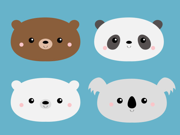 可爱的熊设置灰熊熊猫考拉极地幼崽有趣图片下载