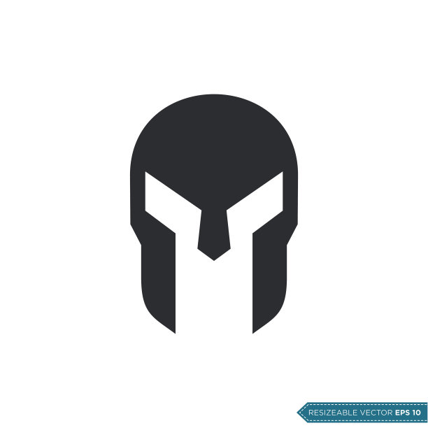 斯巴达战士头盔图标矢量模板平面设计插图设计图片下载