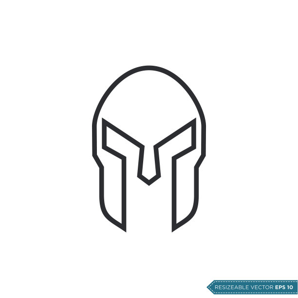 斯巴达战士头盔图标矢量模板平面设计插图设计图片下载