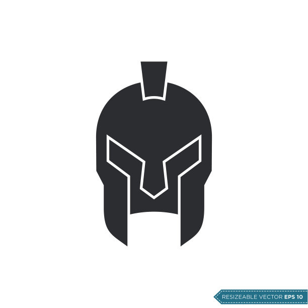 斯巴达战士头盔图标矢量模板平面设计插图设计图片下载