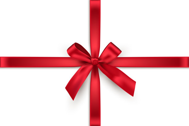 红色的蝴蝶结和交叉的丝带孤立在白色的背景上。向量水平装饰新年和圣诞节的设计元素。图片下载