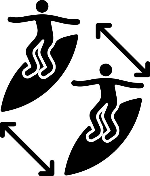 保持距离的冲浪者黑色符号图标图片下载