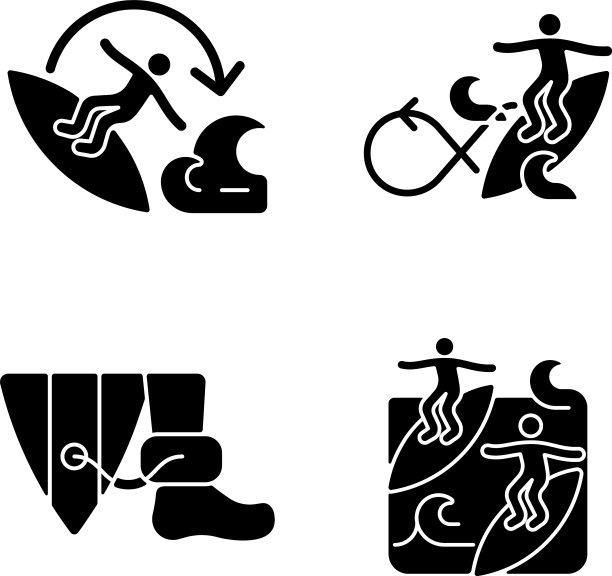 极限水上运动黑色符号图标设置图片下载