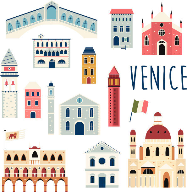 设置威尼斯的著名建筑和地标图片下载