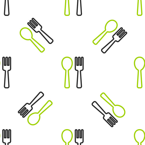 线叉和勺子图标隔离无缝模式图片下载