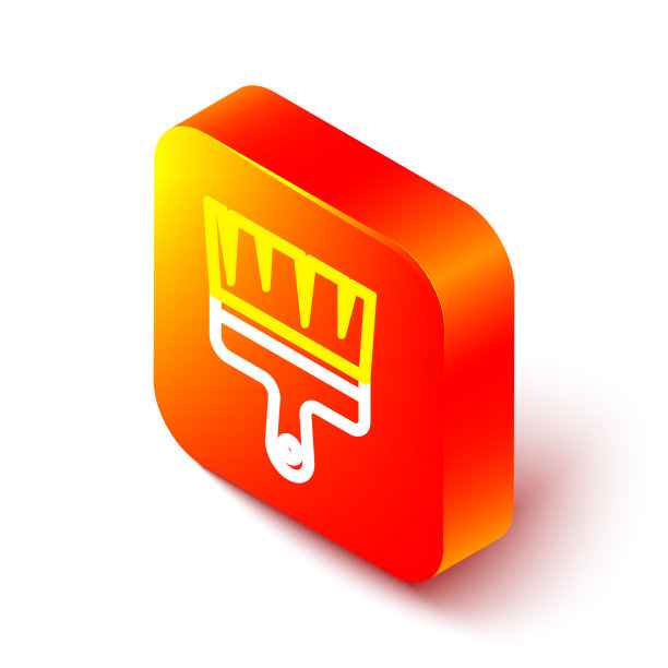 等距线油漆刷图标隔离在白色图片下载