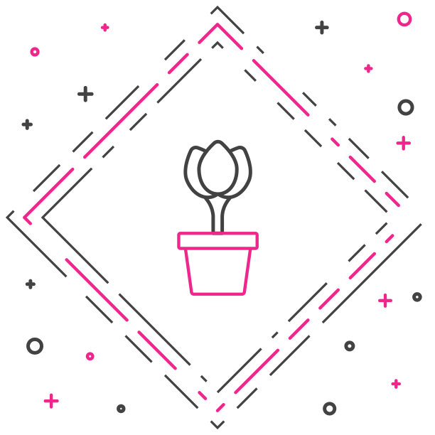 线花郁金香在花盆图标孤立在白色上图片下载