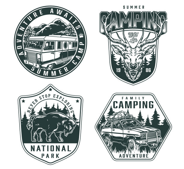 冒险时代复古的单色标志图片下载