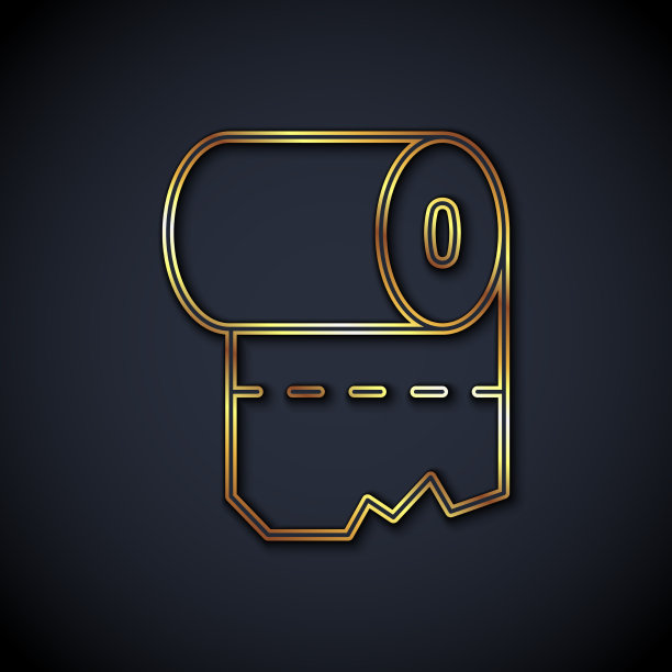 金线厕纸卷图标孤立在黑色上图片下载