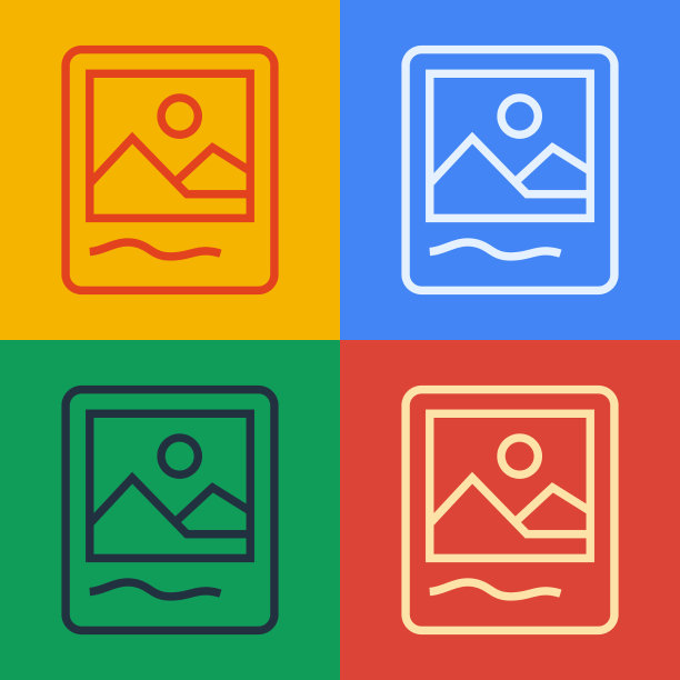 流行艺术线相框图标孤立的颜色图片下载