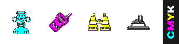 设置非洲部落男性对讲机双筒望远镜图片下载