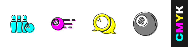 设置保龄球瓶、球、桌球和图标图片下载