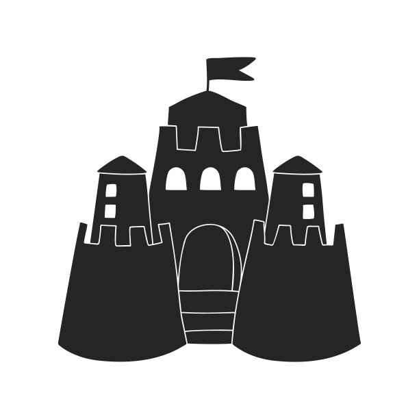 沙城堡简单的剪影矢量插图的白色背景图片下载