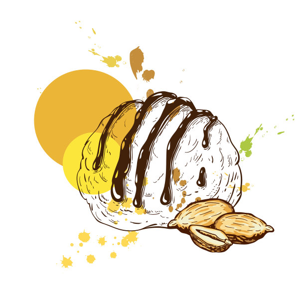 舀开心果冰淇淋速写图片下载