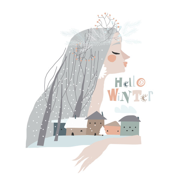 冬天与美丽的女人和图片下载