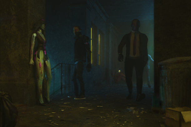 未来主义反乌托邦的肮脏街道图片下载