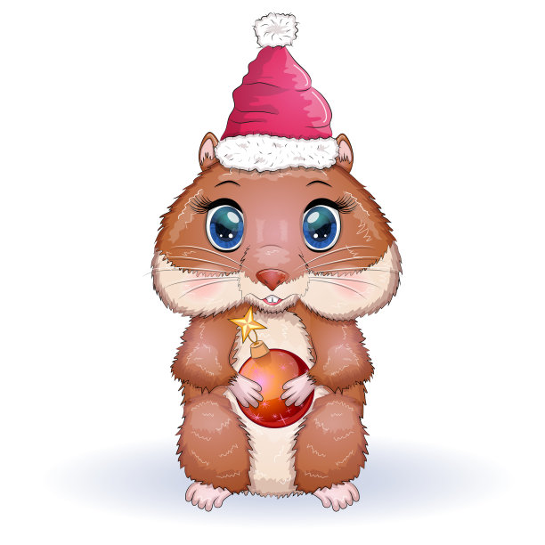 圣诞贺卡与有趣的仓鼠图片下载