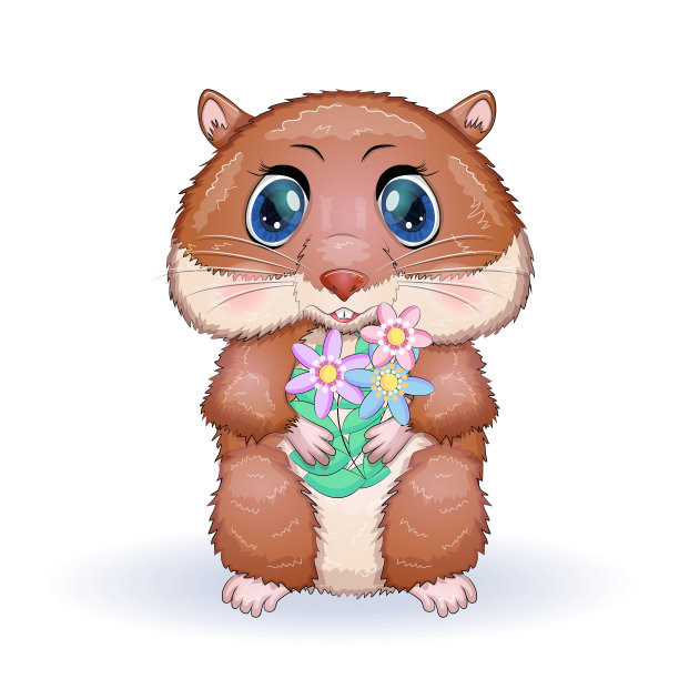 可爱的卡通仓鼠角色有趣的动物图片下载