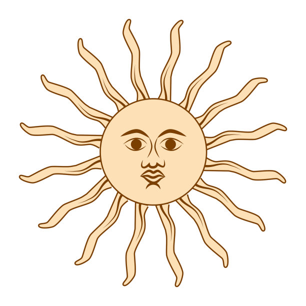 神奇的概念复古太阳与脸金色图片下载