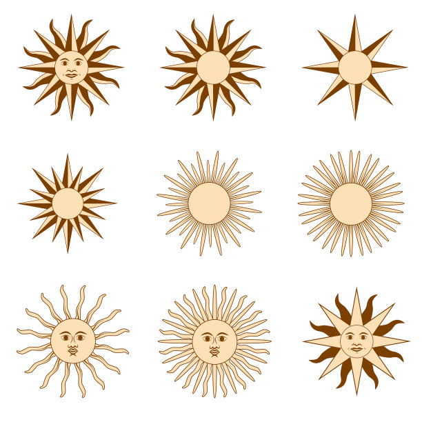 神奇的概念复古太阳与脸金色图片下载