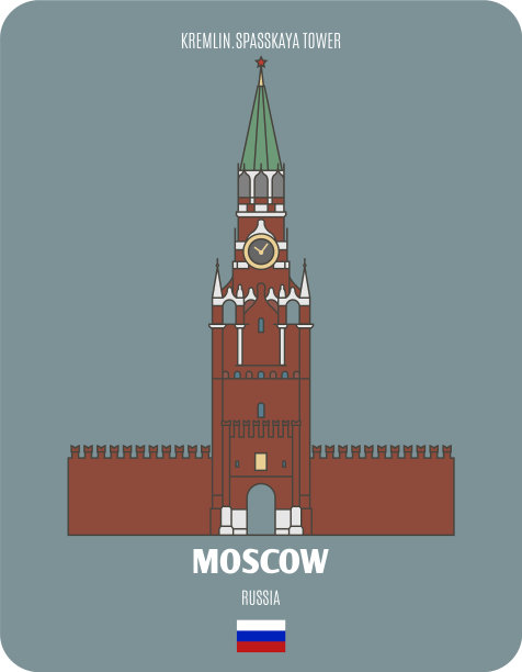 俄罗斯莫斯科克里姆林宫的spasskaya塔图片下载