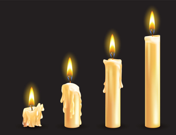 设置现实白色燃烧蜡烛孤立图片下载