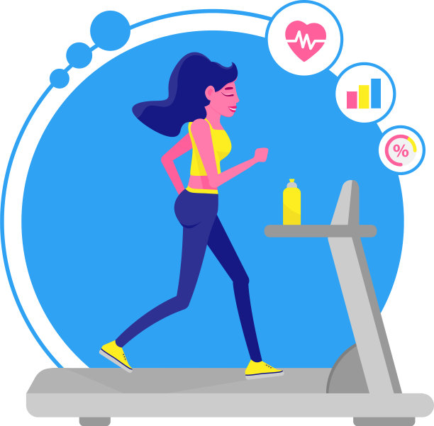 女人在跑步机上跑步健身运动图片下载