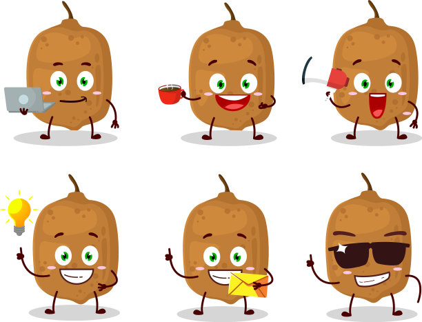 Cupuacu有各种类型的商业表情符号图片下载