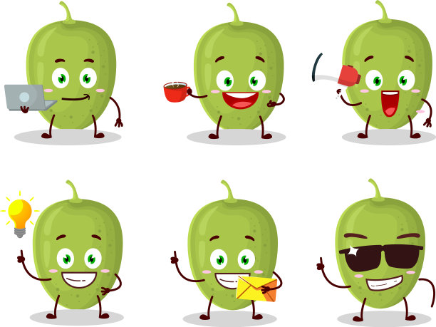 橄榄与各种类型的商业表情符号图片下载