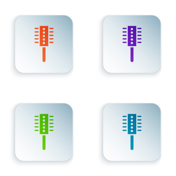 彩色发刷图标孤立在白色背景图片下载